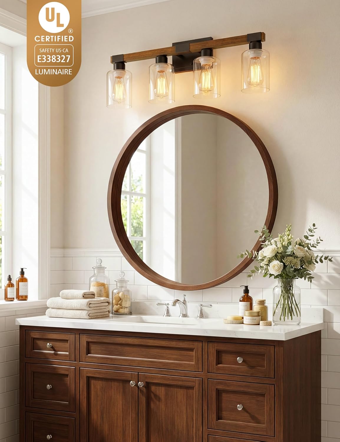Farmhouse Bathroom Vanity Light - Rustic 3-Light Fixture for DFW, North & East Texas – Image 4