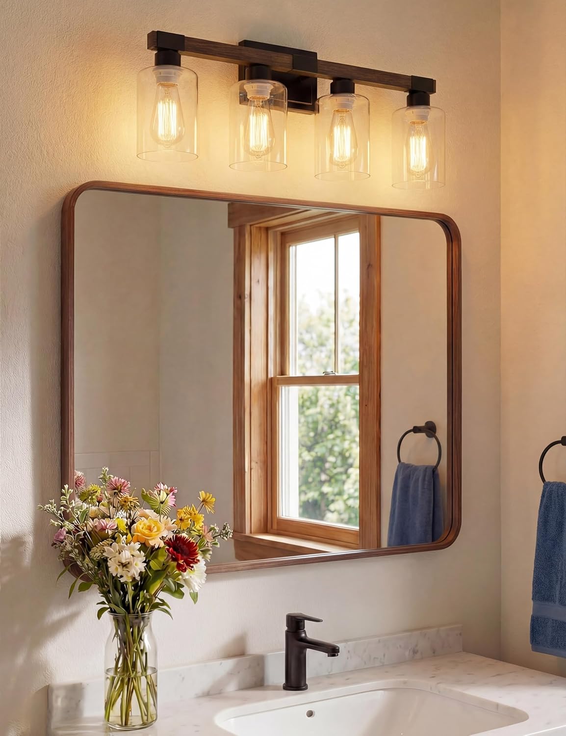 Farmhouse Bathroom Vanity Light - Rustic 3-Light Fixture for DFW, North & East Texas – Image 2