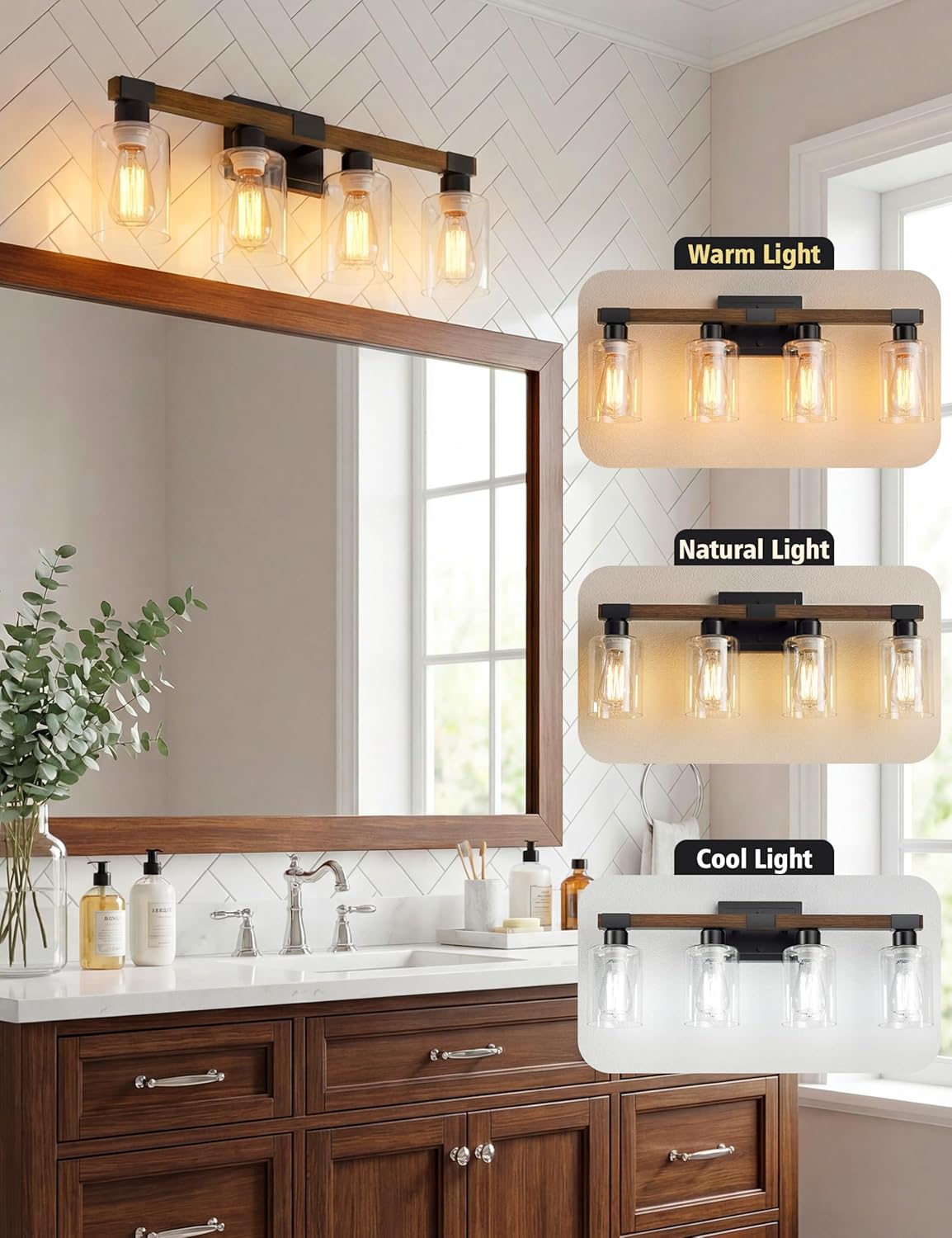 Farmhouse Bathroom Vanity Light - Rustic 3-Light Fixture for DFW, North & East Texas – Image 3