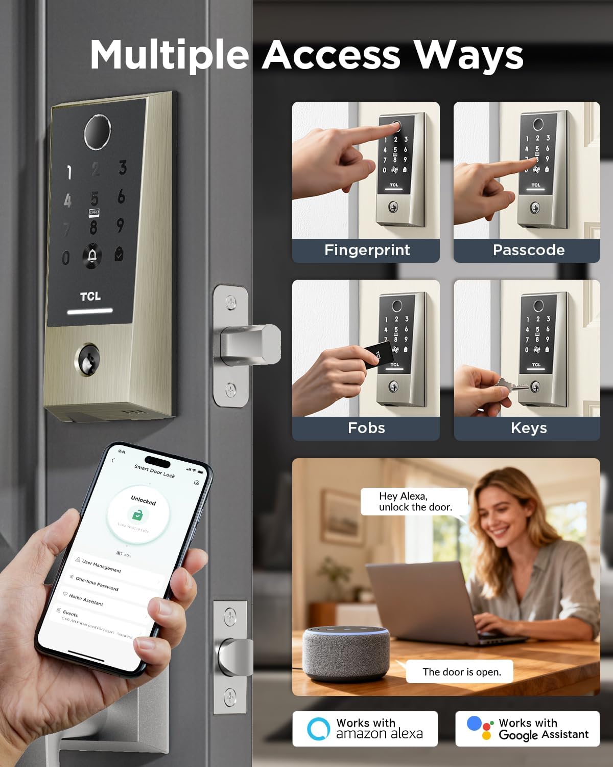Smart Fingerprint Door Lock - AI Biometric with Wi-Fi & Voice Control for DFW, North & East Texas – Image 2