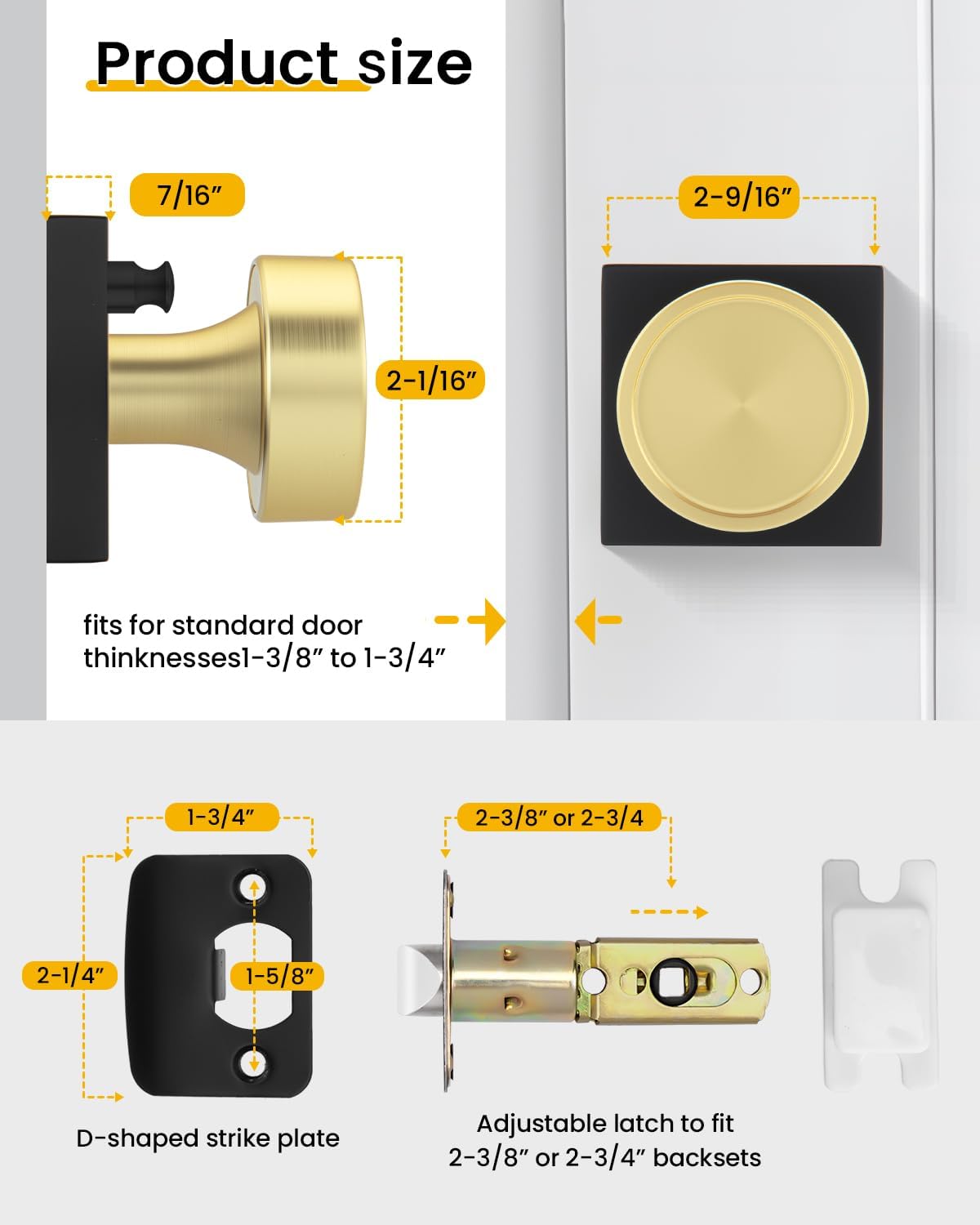 Black & Gold Privacy Door Knob - Modern Interior Lock for DFW, North & East Texas – Image 6