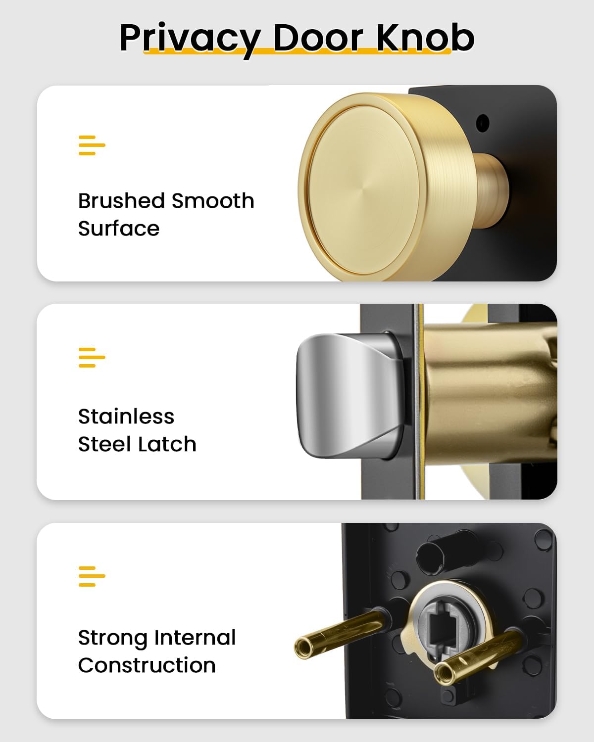 Black & Gold Privacy Door Knob - Modern Interior Lock for DFW, North & East Texas – Image 7