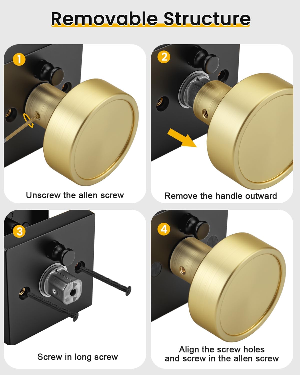 Black & Gold Privacy Door Knob - Modern Interior Lock for DFW, North & East Texas – Image 8