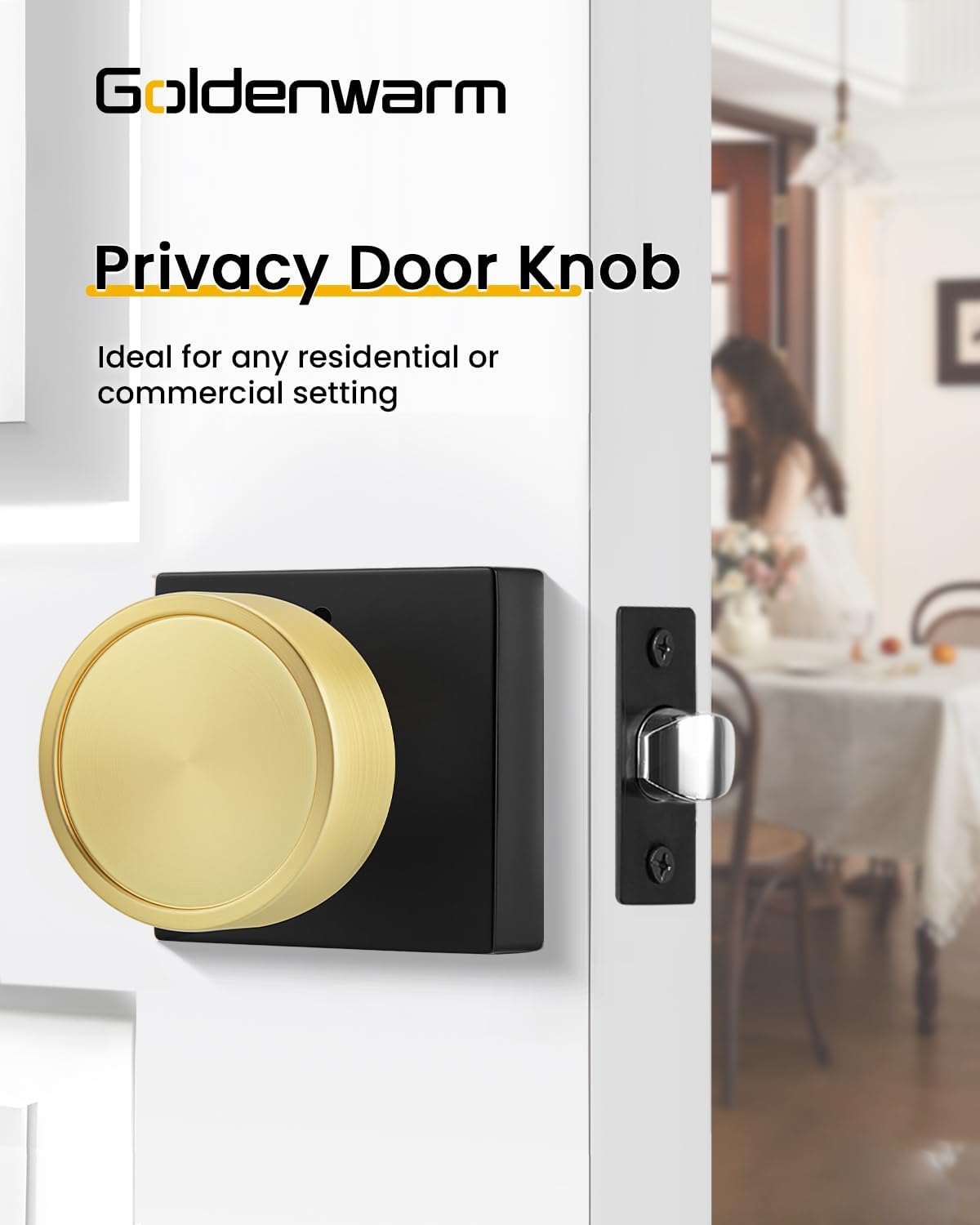 Black & Gold Privacy Door Knob - Modern Interior Lock for DFW, North & East Texas – Image 5