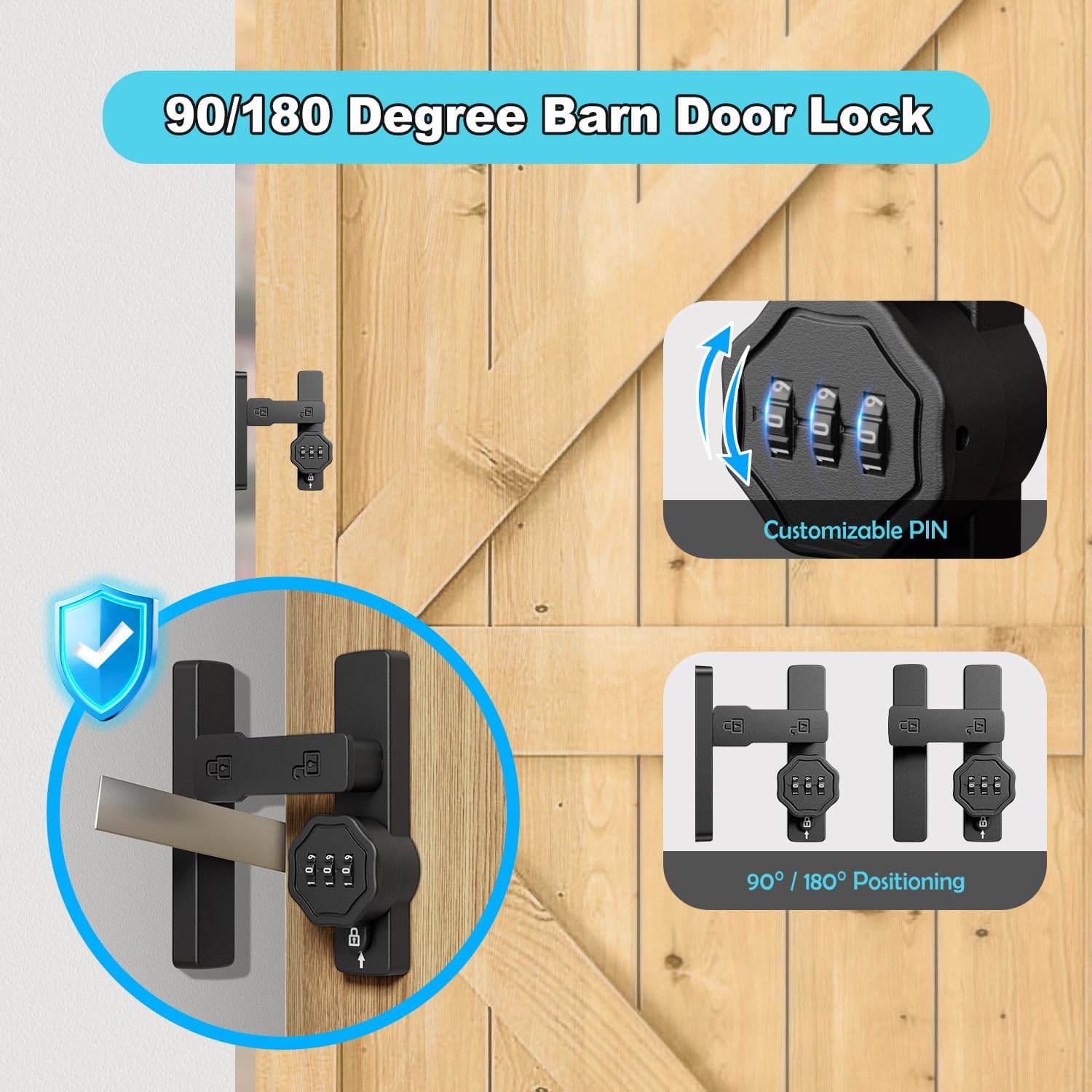 Barn Door Lock - Keyless Zinc Alloy Gate Latch with 3-Digit Password for DFW, North & East Texas – Image 4