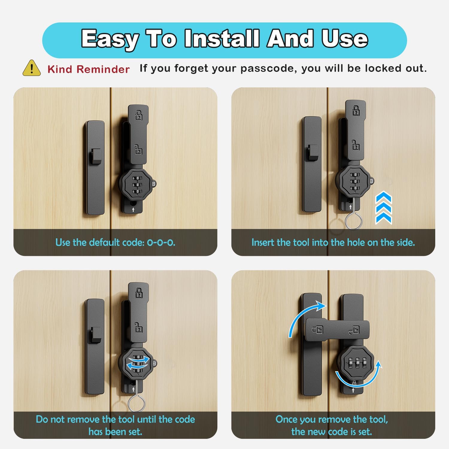 Barn Door Lock - Keyless Zinc Alloy Gate Latch with 3-Digit Password for DFW, North & East Texas – Image 3
