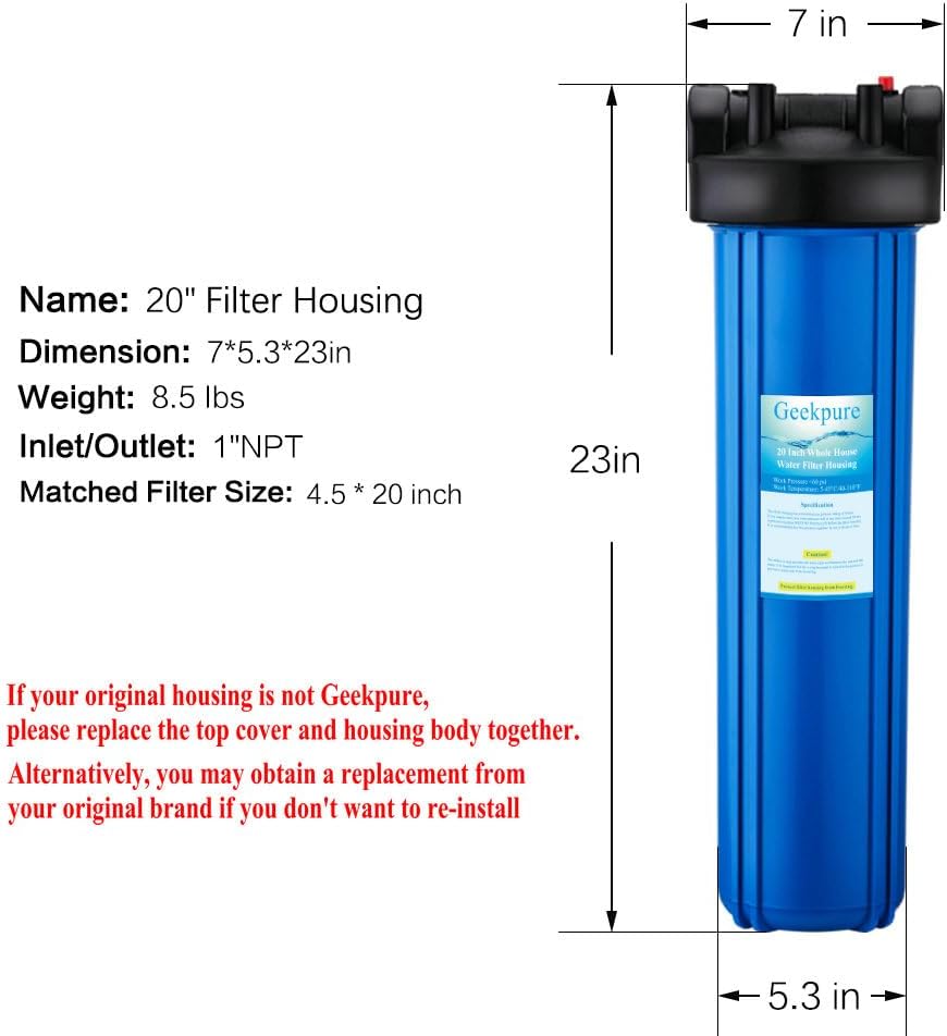 Geekpure 20-Inch Whole House Water Filter Housing – Image 3