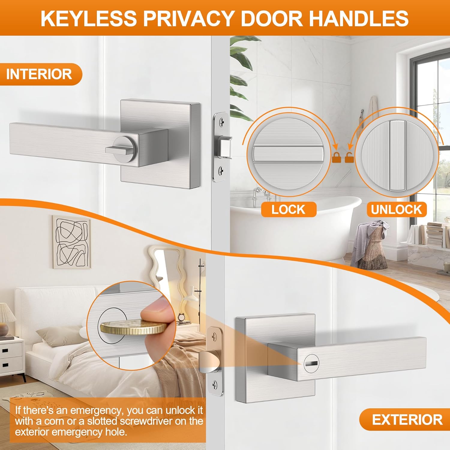 10 Pack Brushed Nickel Door Handle – Image 2