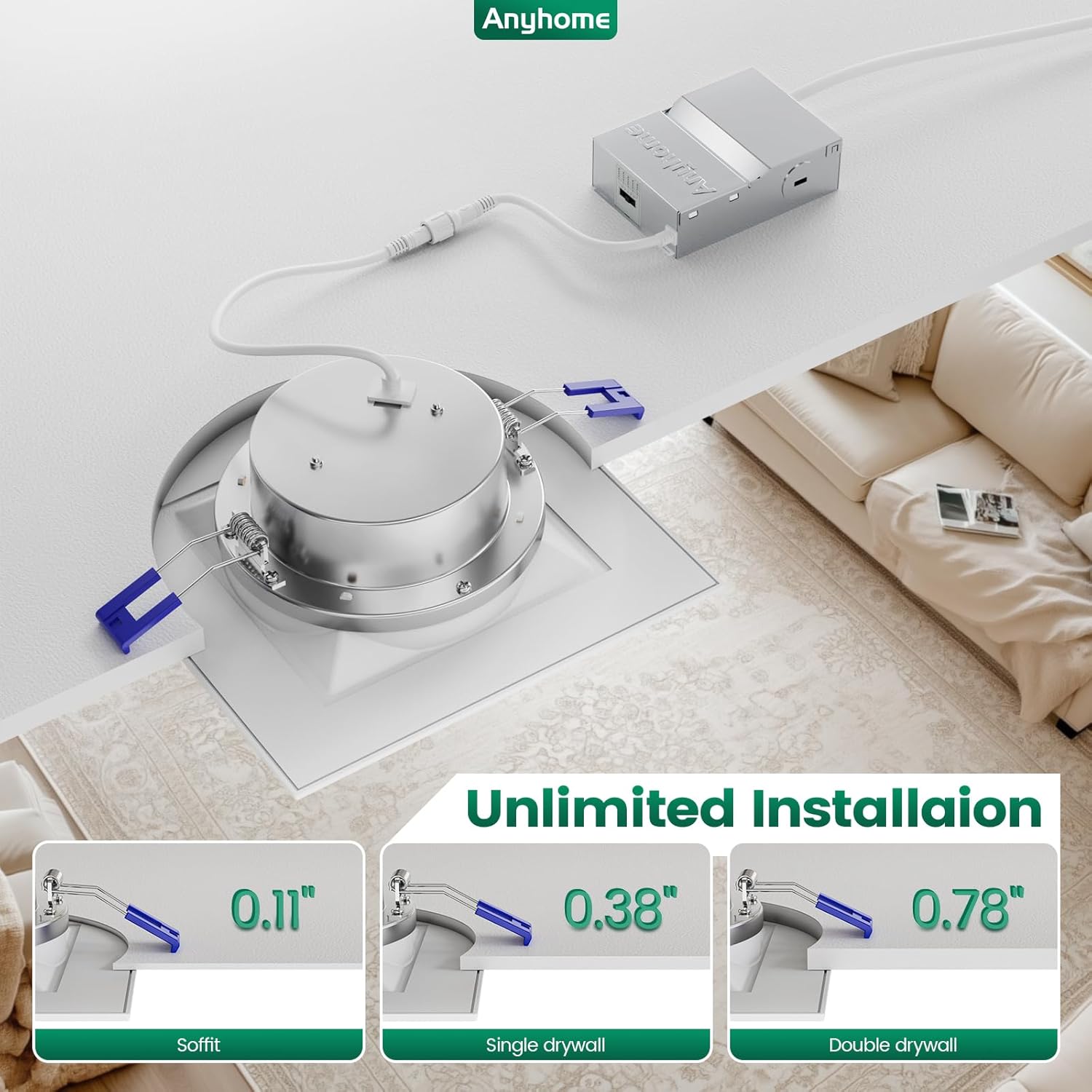 12 Pack 6 Inch Square Ultra-Thin LED Recessed Lighting – Image 4