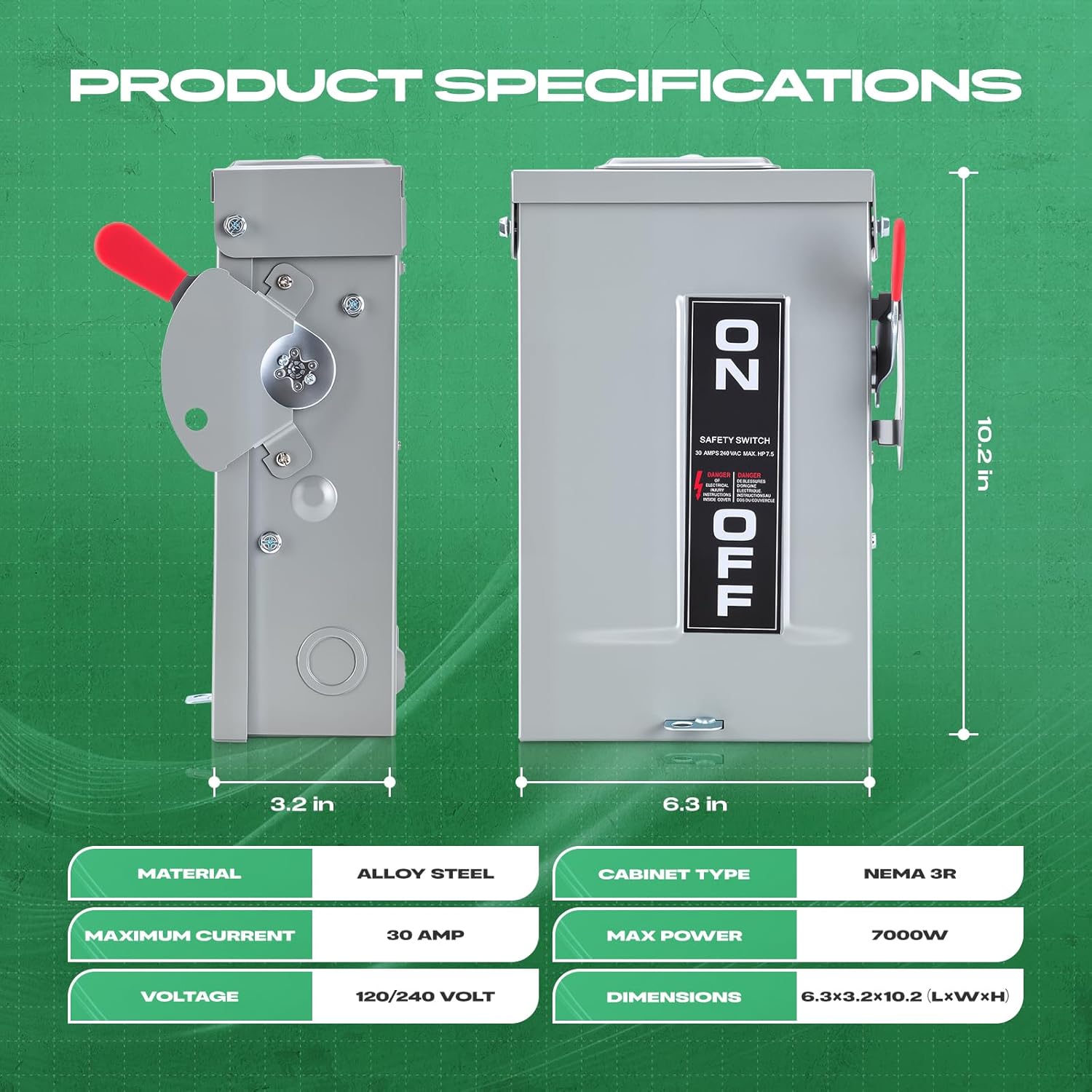 Lovnewmax 30 Amp Heavy-Duty Disconnect Switch for Safe Power Management – Image 4
