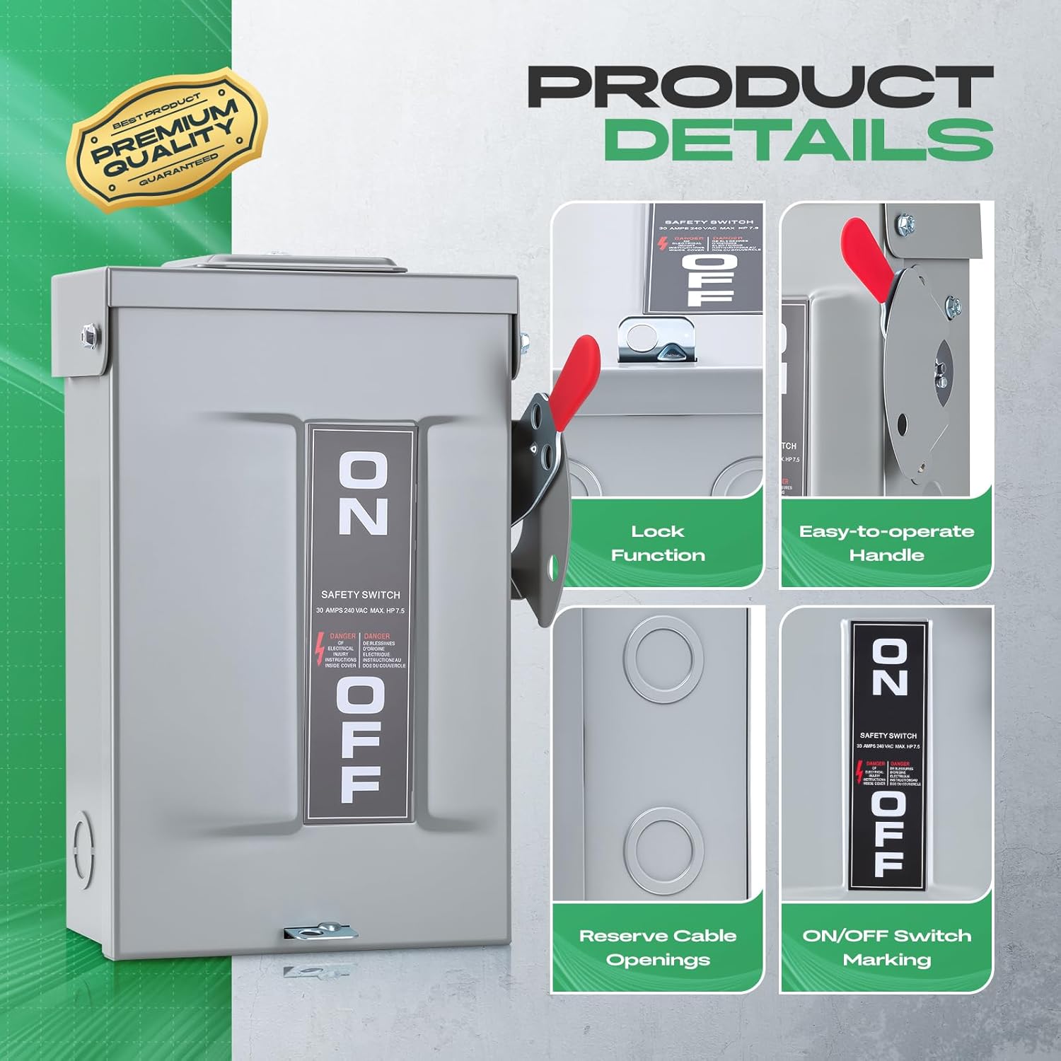 Lovnewmax 30 Amp Heavy-Duty Disconnect Switch for Safe Power Management – Image 7