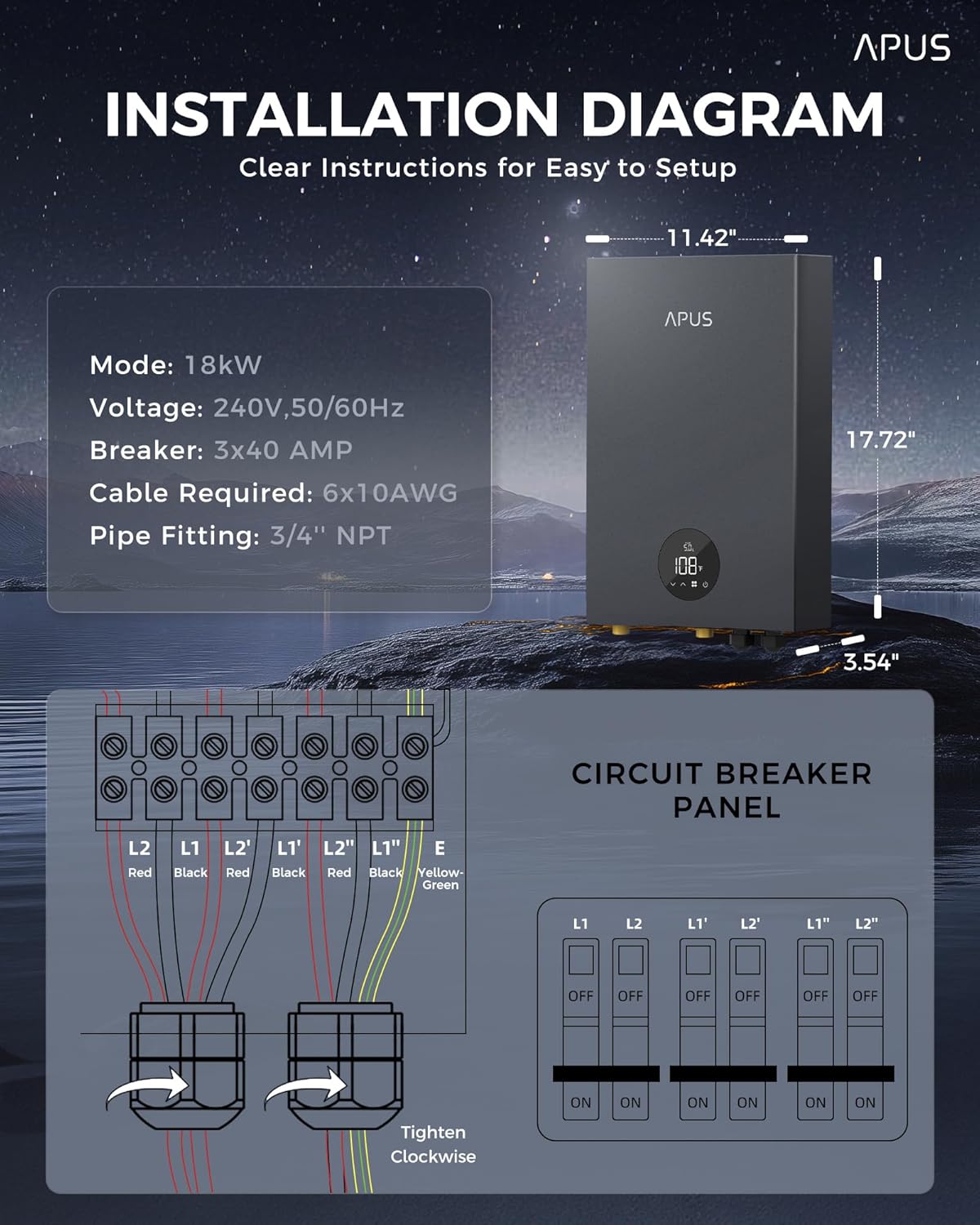 APUS 18kW Electric Tankless Water Heater for High-Efficiency Property Upgrades – Image 2