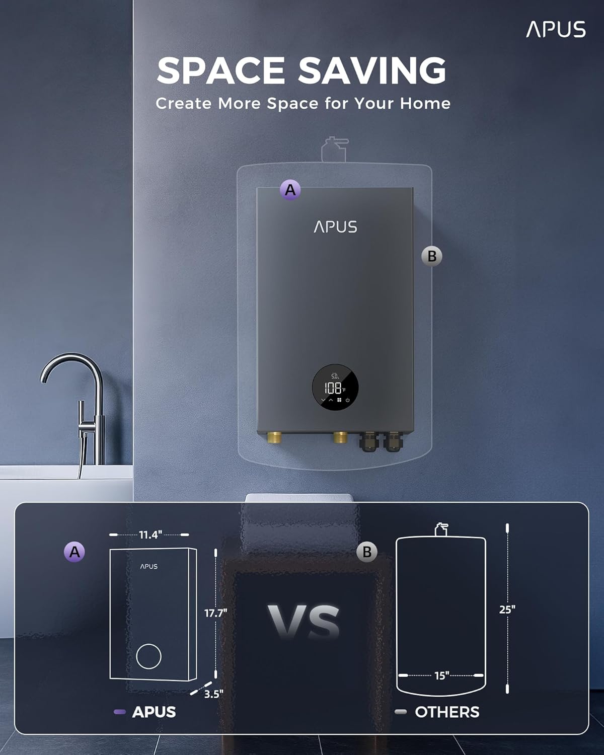 APUS 18kW Electric Tankless Water Heater for High-Efficiency Property Upgrades – Image 3