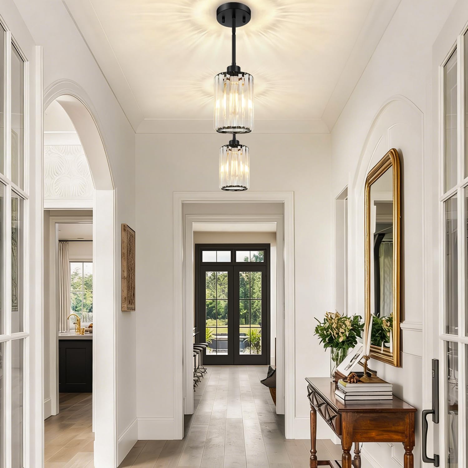 3-Pack Matte Black Crystal Pendant Lights for Kitchen Islands and Interior Upgrades – Image 2