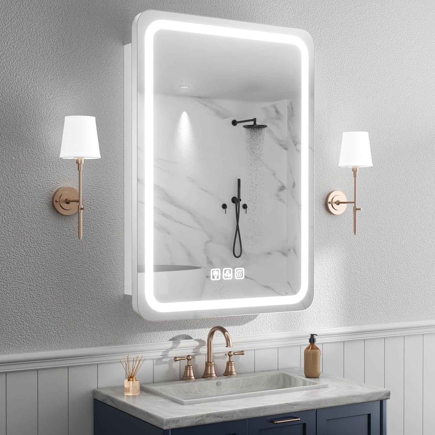 20x28 Lighted Medicine Cabinet with Mirror, Anti-Fog, USB & Outlet – Image 5
