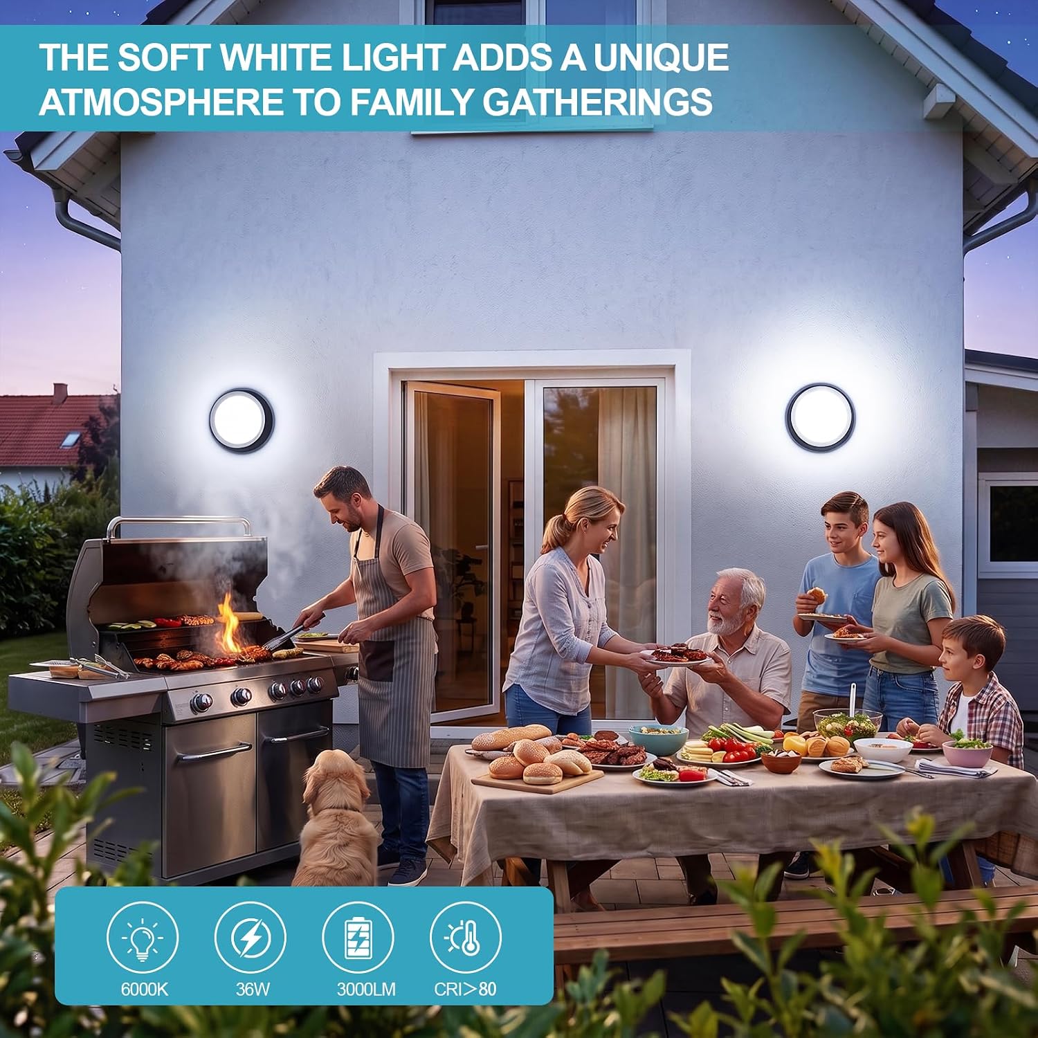 36W Black Outdoor LED Wall Sconce — 3000 Lumens, 6000K Daylight, IP65 Waterproof Aluminum & Acrylic Fixture – Image 2