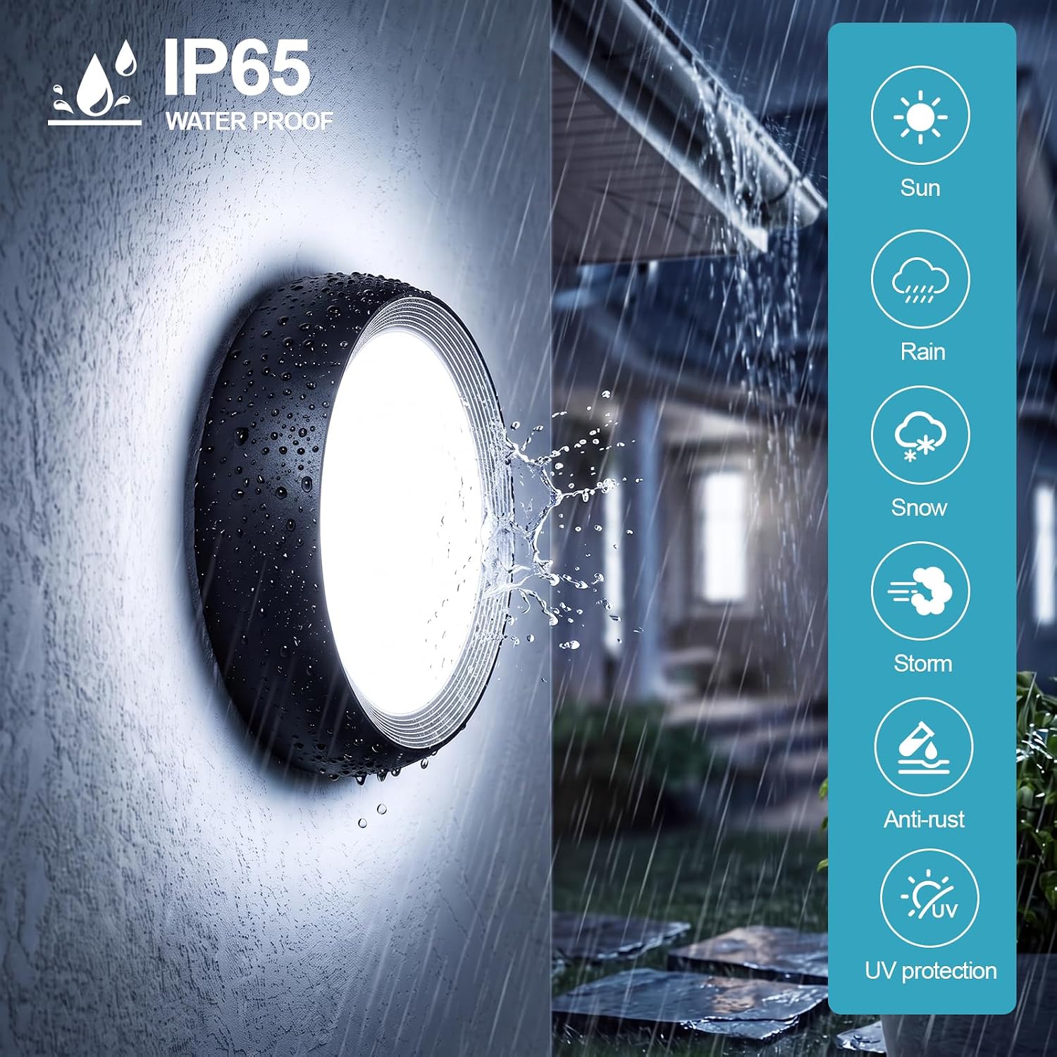 36W Black Outdoor LED Wall Sconce — 3000 Lumens, 6000K Daylight, IP65 Waterproof Aluminum & Acrylic Fixture – Image 4