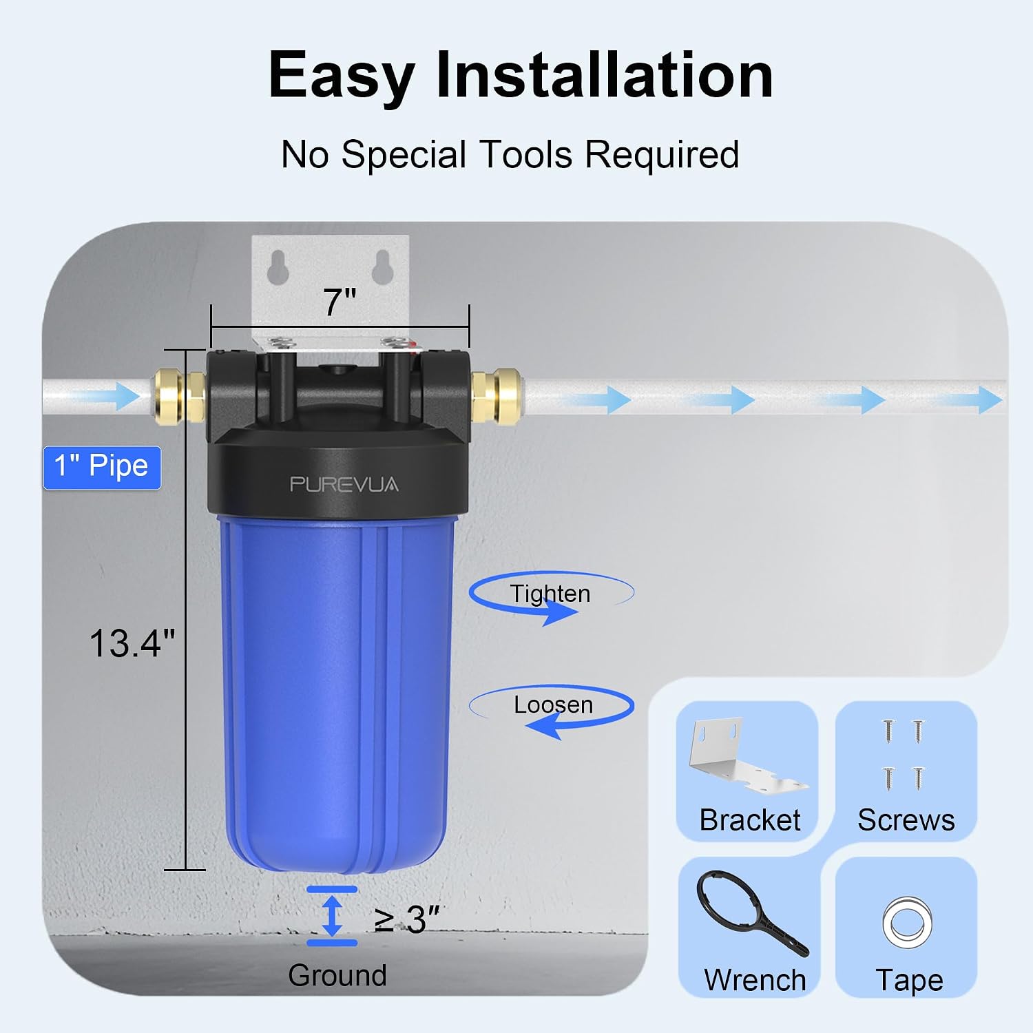 10" x 4.5" Big Blue Whole House Water Filter Housing — Reinforced Polypropylene with 1" NPT Brass Ports & Pressure Relief Valve – Image 3