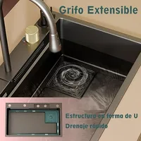 Stainless steel kitchen sink with faucet and accessories – Image 4