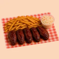 Wings Combo – 5-piece, BBQ, Fries, Include Coleslaw