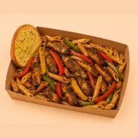 Pasta – Jerk Chicken Alfredo, Include Garlic Bread, No Onions