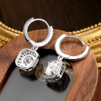 GRA Certified Moissanite Halo Drop Hoop Earrings – Image 5