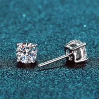 NGSTC Certified Moissanite Stud Earrings, Solitaire – Image 3