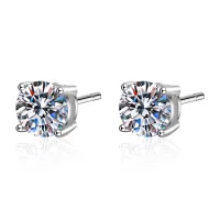 NGSTC Certified Moissanite Stud Earrings, Solitaire – Image 4