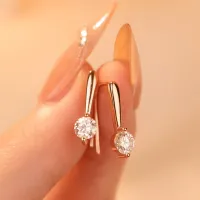 Sparkling Round Brilliant Moissanite Earhook Earrings – Image 6