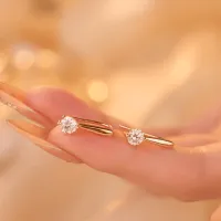 Sparkling Round Brilliant Moissanite Earhook Earrings – Image 2