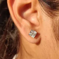 Certified Cushion Cut Moissanite Stud Earrings – Image 6