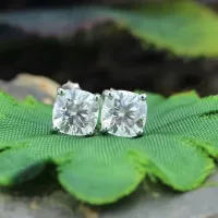 Certified Cushion Cut Moissanite Stud Earrings – Image 3