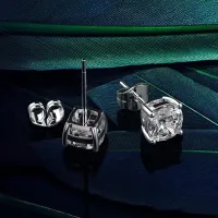 Certified Cushion Cut Moissanite Stud Earrings – Image 4