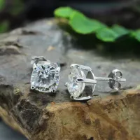 Certified Cushion Cut Moissanite Stud Earrings – Image 7