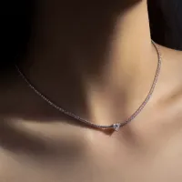 2mm Full Moissanite Tennis Riviera Necklace – Image 8