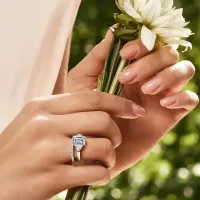 5cttw Full Moissanite Emerald & Triangle Cut Engagement Ring – Image 4