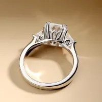 5cttw Full Moissanite Emerald & Triangle Cut Engagement Ring – Image 3