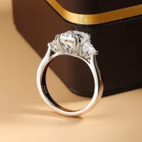 5cttw Full Moissanite Emerald & Triangle Cut Engagement Ring – Image 6
