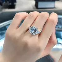 5cttw Full Moissanite Emerald & Triangle Cut Engagement Ring – Image 5
