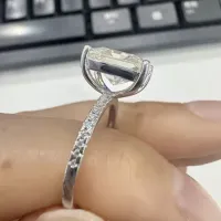Emerald Cut Full Moissanite Hidden Halo Engagement Ring – Image 2