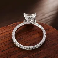 Princess Cut All Moissanite Hidden Halo Engagement Ring, 2.6cttw – Image 2