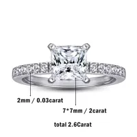 Princess Cut All Moissanite Hidden Halo Engagement Ring, 2.6cttw – Image 3