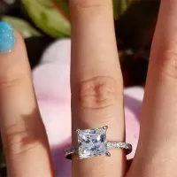 Princess Cut All Moissanite Hidden Halo Engagement Ring, 2.6cttw – Image 4
