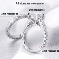 3ct Moissanite Solitaire Ring & Pavé Eternity Band Set – Image 6