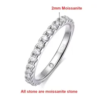 3ct Moissanite Solitaire Ring & Pavé Eternity Band Set – Image 3