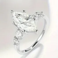 3ct Marquise Cut Moissanite Engagement Ring – Image 3