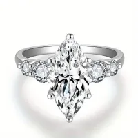 3ct Marquise Cut Moissanite Engagement Ring – Image 2