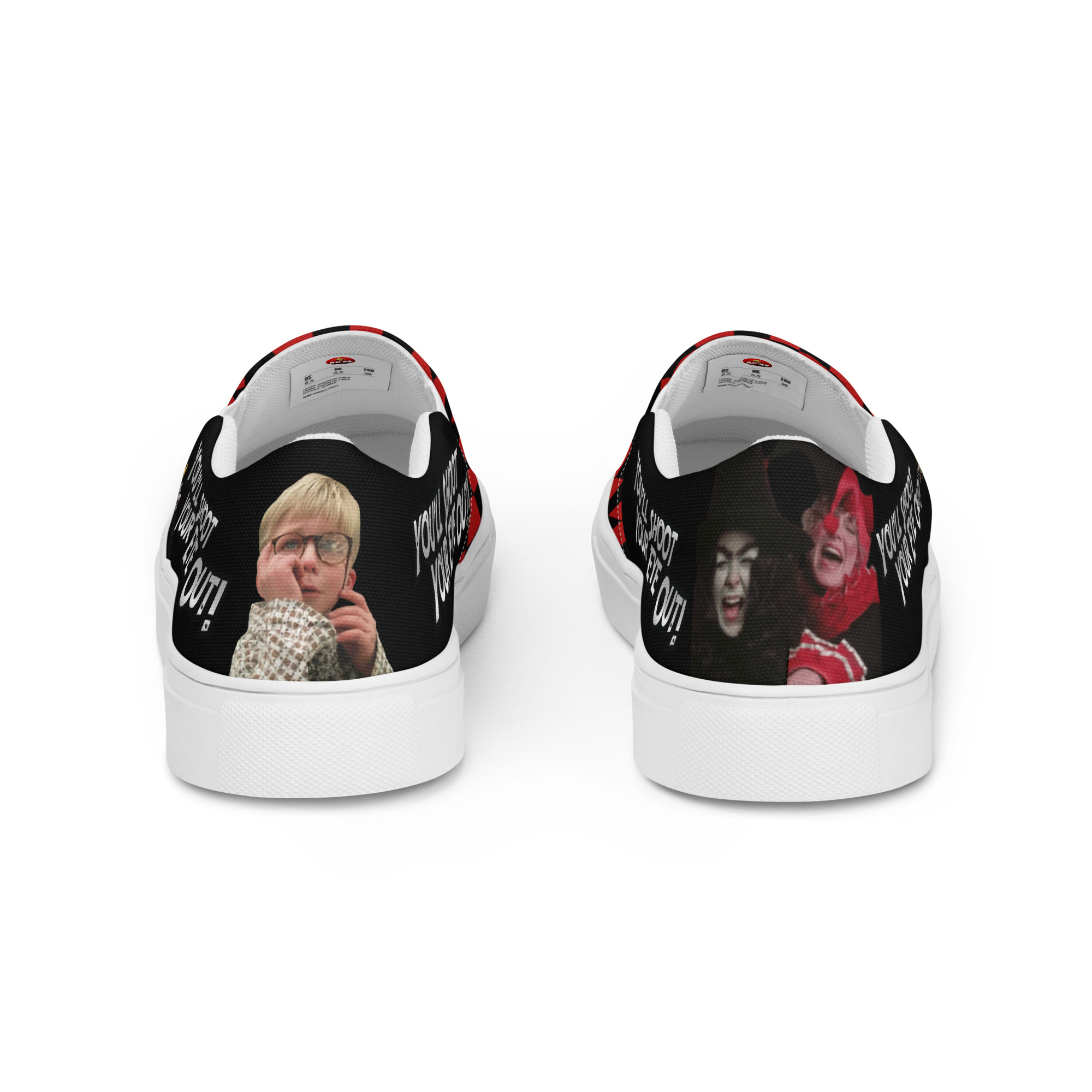 Men’s Classic Red Checker Board A Christmas Story Family "Don't Shoot Your Eye Out Day Dream" Slip-on Comfy Canvas Shoes – Image 2