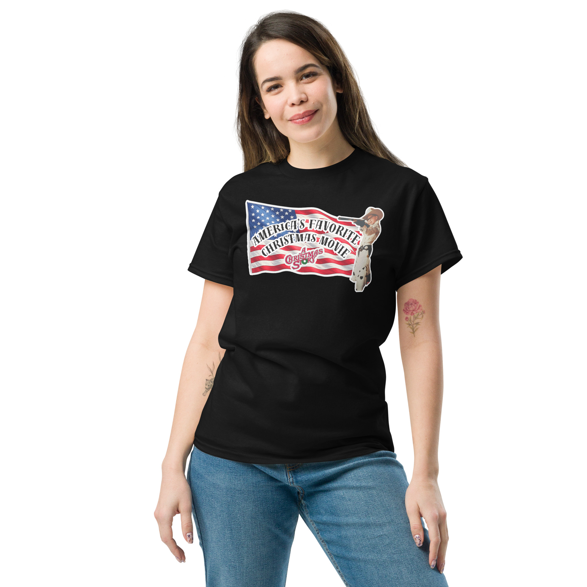America's Favorite Christmas Movie Flag  With Ralphie T-Shirt – Image 2