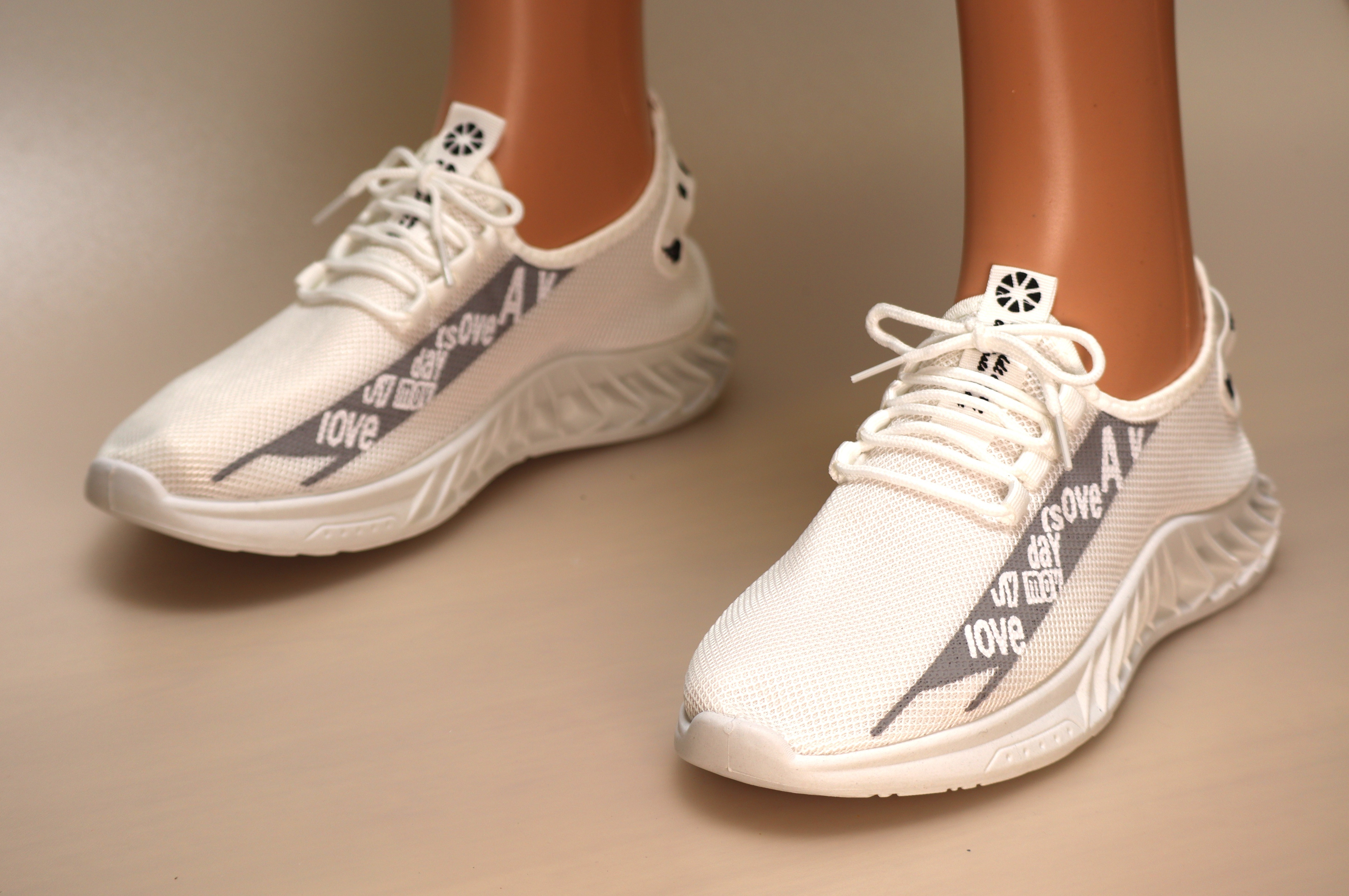 Fashion Mesh Walking Shoe - White – Image 2
